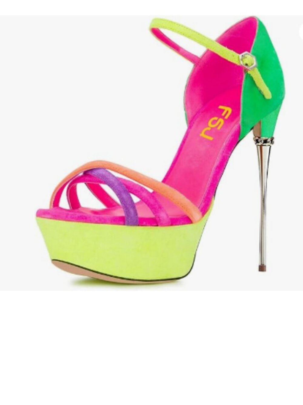 FSJ Colorful Sexy Strappy Open Toe Platform Sandals Ankle Strap High Heel Shoes